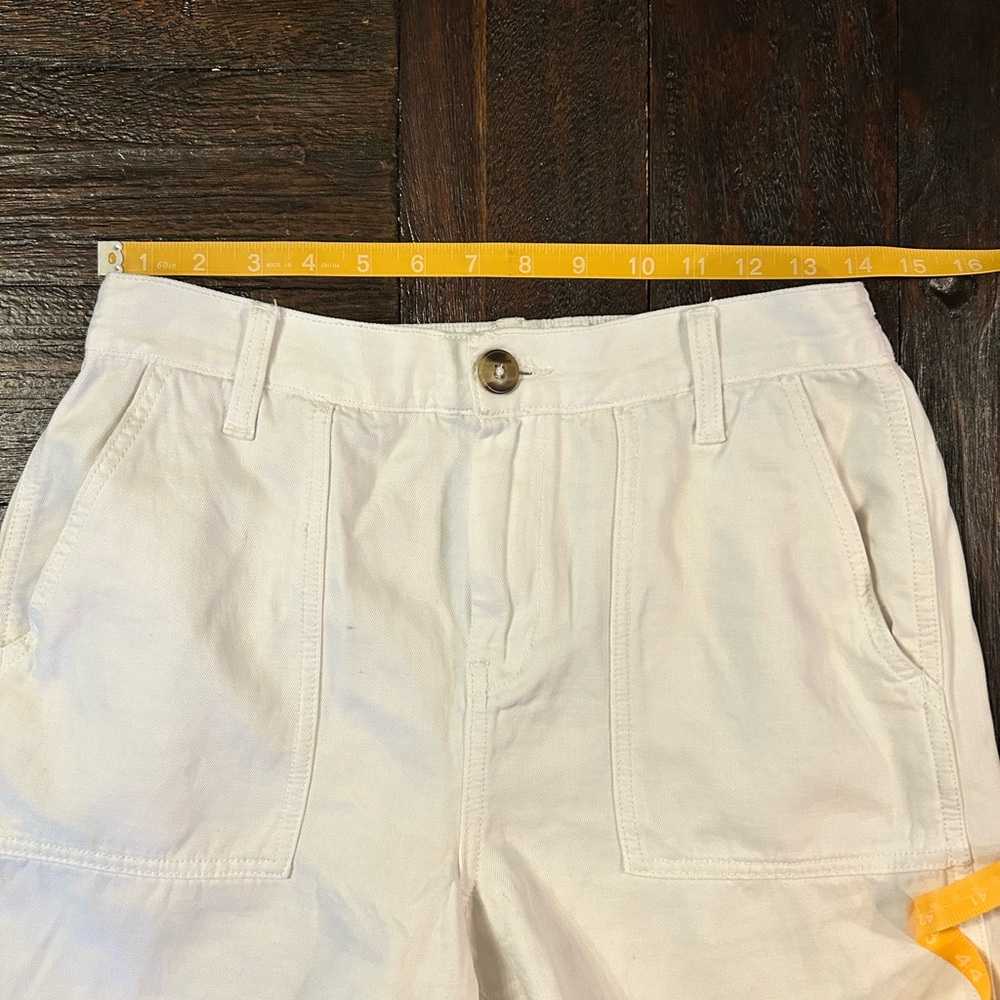 Aerie High Waist White Linen Blend Frayed Shorts - Picture 6 of 10